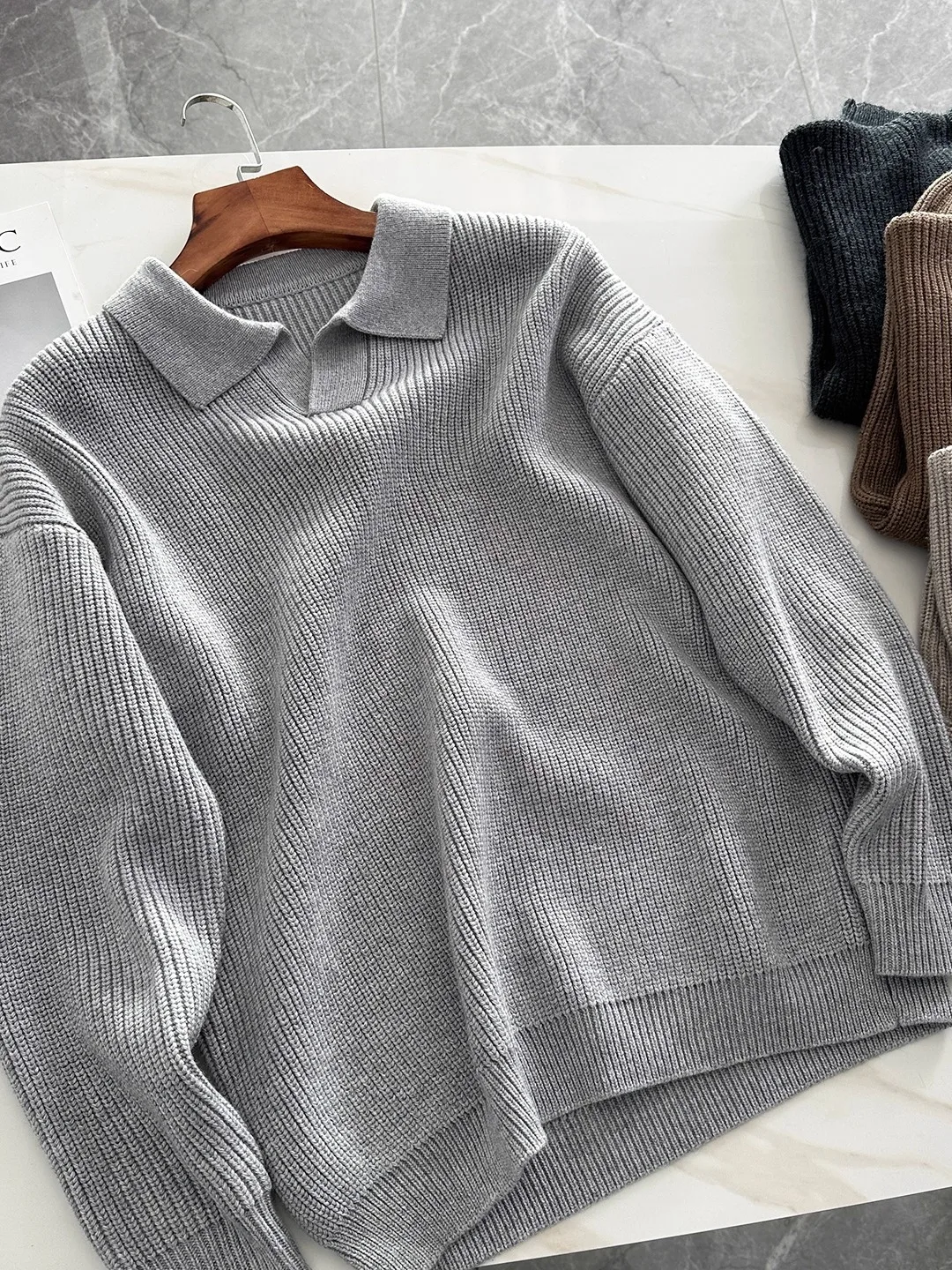 

Мужской вязаный свитер Nordic Sle, роскошный легкий шерстяной волокнистый свитер O-Ne, винтажный свободный крой, тяжелый трикотаж, модная осень-зима