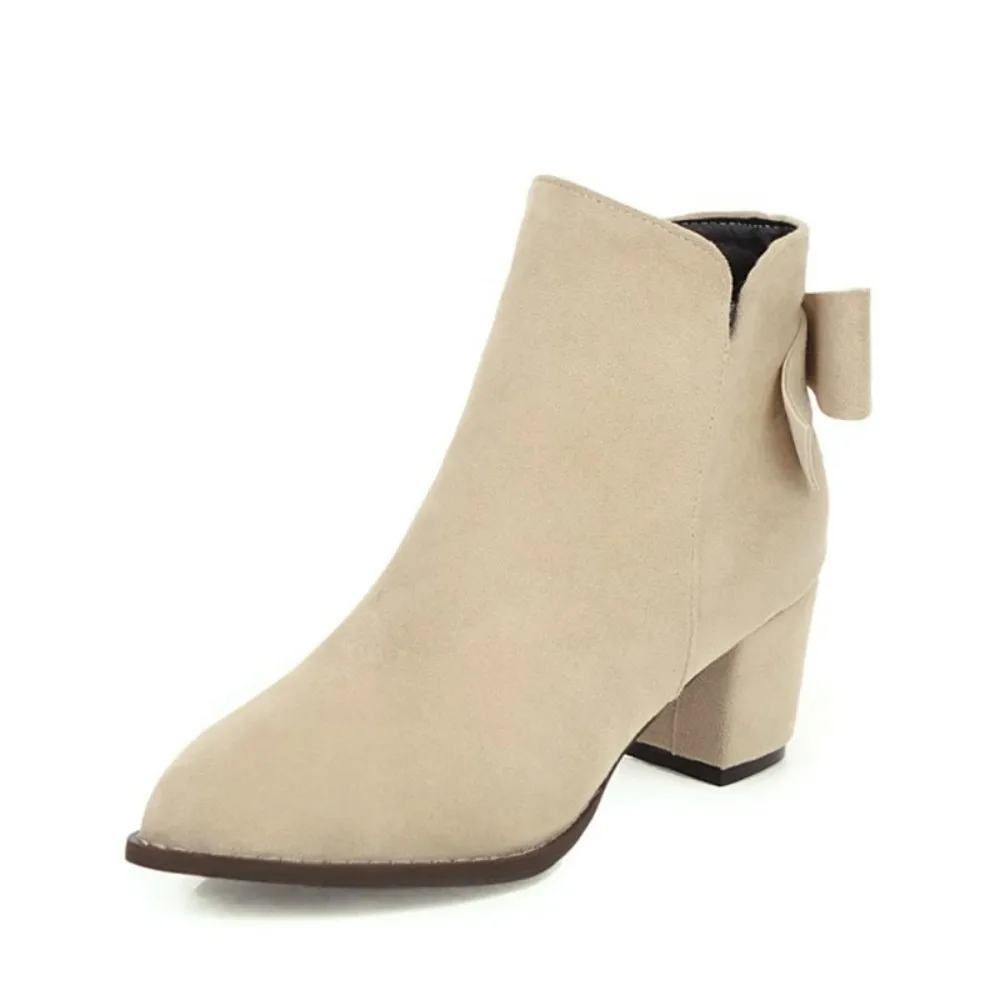 ankle-boots-for-women-high-heels-pointed-toe-sweet-bowknot-winter-plush-warm-black-yellow-beige-short-bootie-336