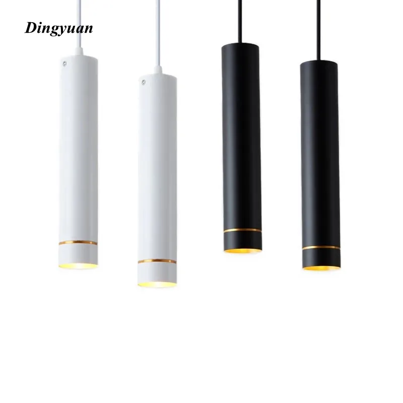 Dimmable LED 9W 12W AC85-265V COB Pendant Lights Long Tube Lamps Kitchen Dining Shop Bar Decoration Cord Lamp Background Lights