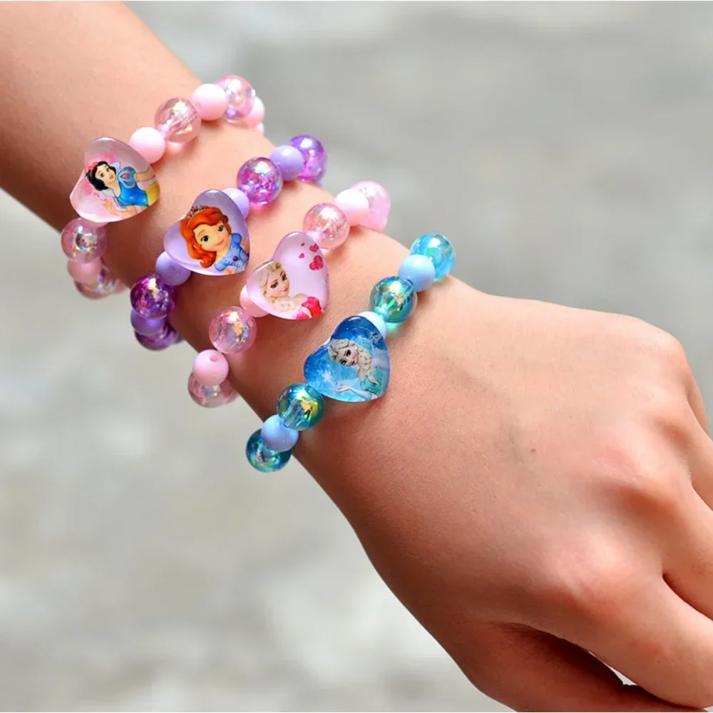 Disney-Bracelet perlé pour enfants, Elsa, Anna, La Reine des Neiges, Princesse Anime, Jolis bijoux, Rotterdam, Kling, Jeune femme, Cadeau d'anniversaire créatif pour enfants, Nouveau