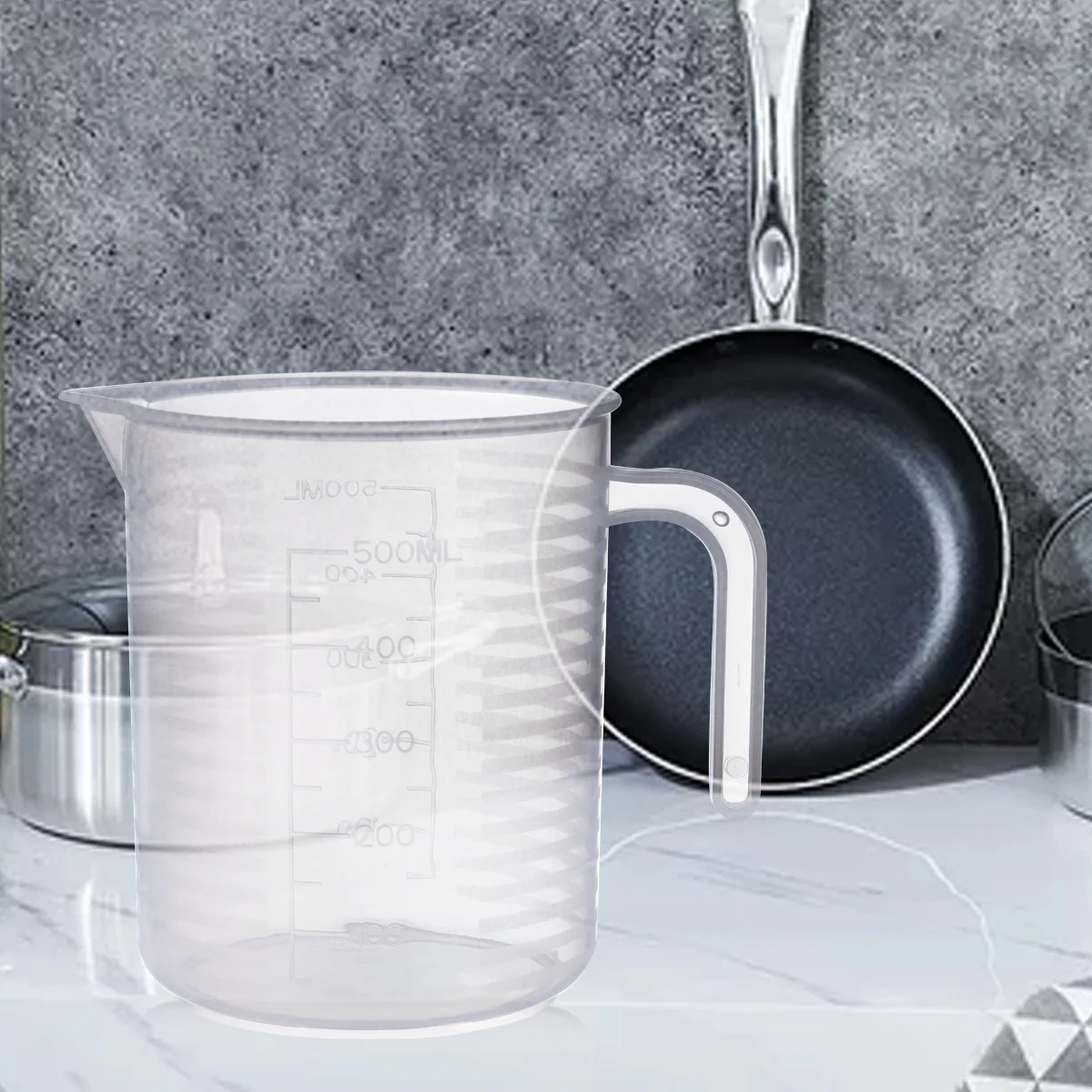 

1 шт., 500 мл, мерный контейнер, прозрачный полипропиленовый материал, легко чистящаяся портативная ручка, подходит для пекарни, домашнего использования