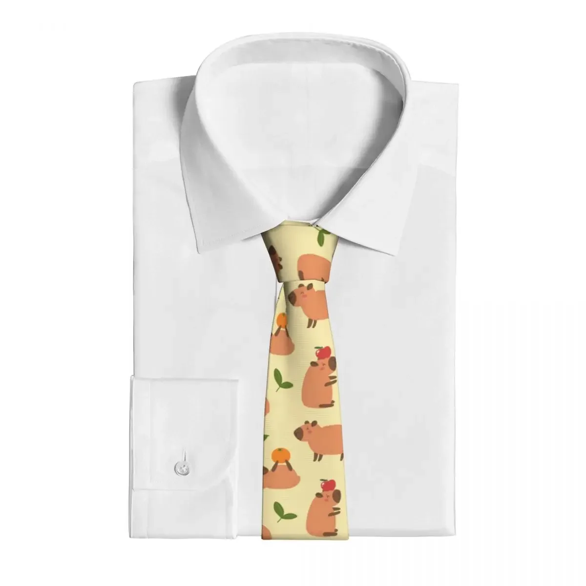 Capybara Play Orange Tie Animal Ties Daily Wear Cravat Business Necktie Shirt Accessories