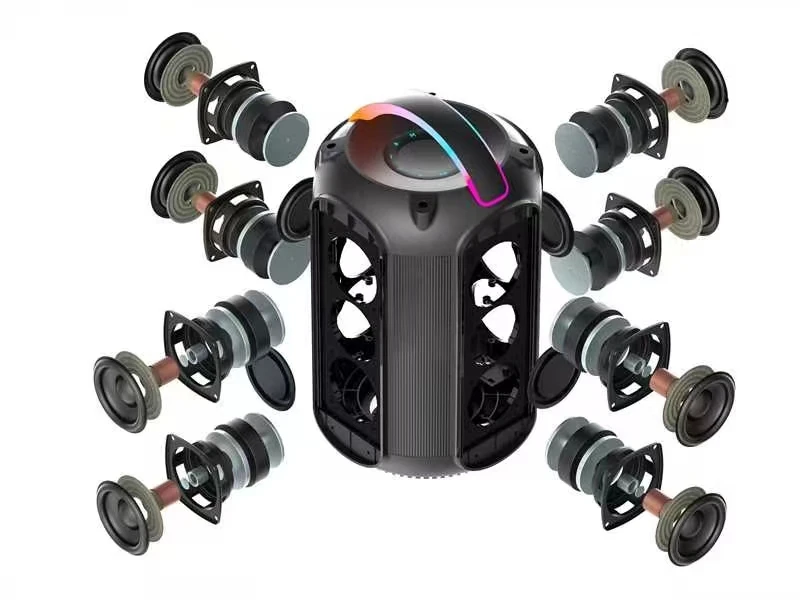 Nouveau Haut-parleur de caisson de basses professionnel 2.75ch * 8 klaxon et haut-parleur 360 °   Haut-parleur de fête Super Bass sans fil 100 W