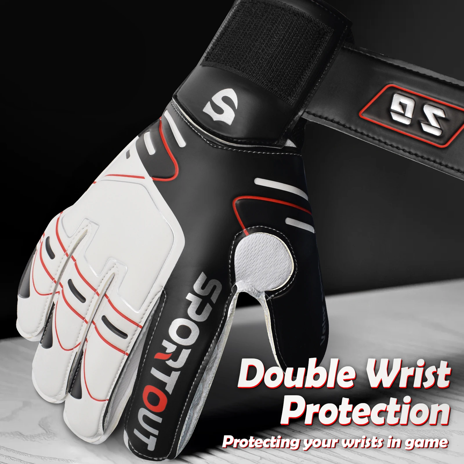 Sportout Youth&Adult Goalie Goalkeeper Gloves,Strong Grip for The Toughest Saves, with Fingerave& 4+3MM Latex