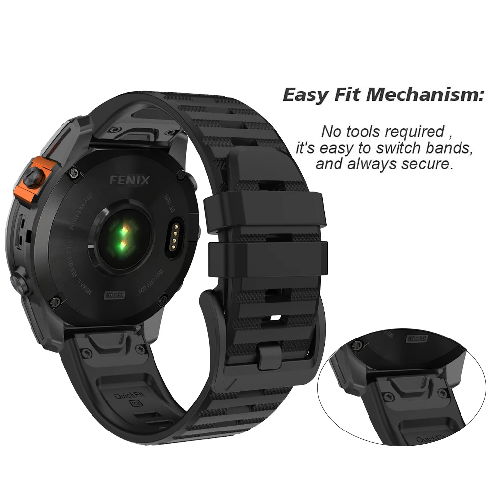QuickFit 22 26mm Silicone WatchBand for Garmin Fenix 6 6X Pro Fenix9 8 E 7 7X 5 5X Plus Epix Pro Forerunner 970 965 Sports Strap