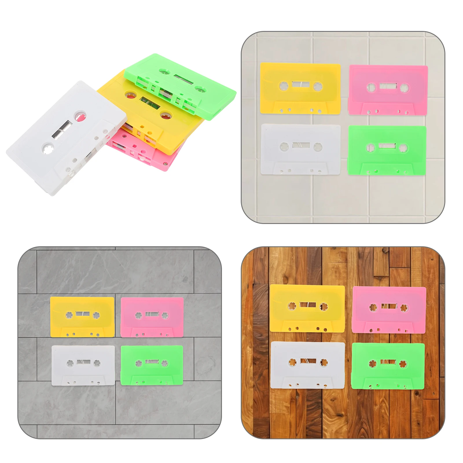 

4Pcs Vintage Cassette Tape Wall Decor Blank Audio Cassettes DIY Retro Music Party Centerpiece Home Bar Decoration