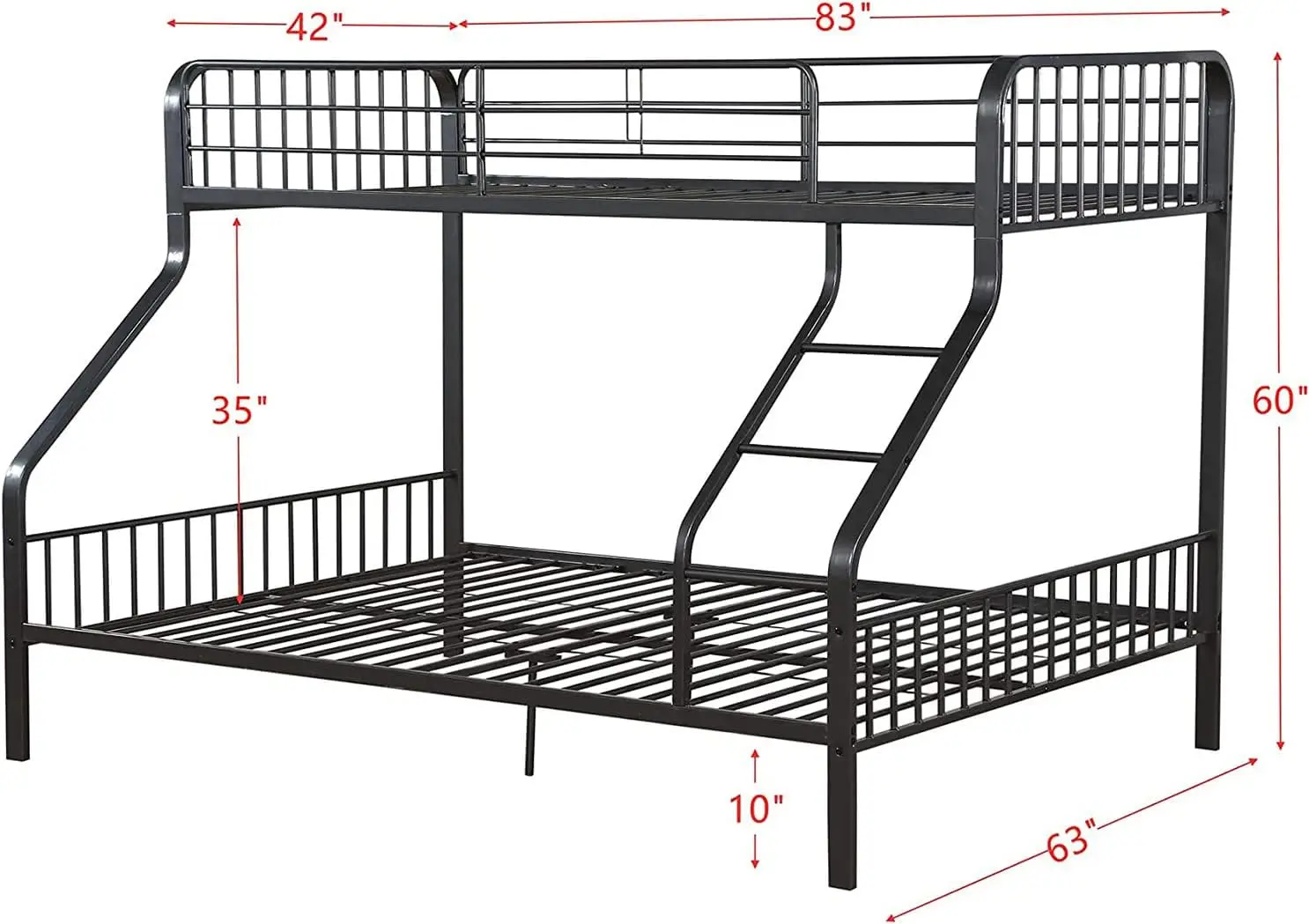 Upgrade Version Stronger Metal Twin XL Over Queen Bunk Bed, Industrial Style Heavy Duty Thicken Steel Bunk Beds