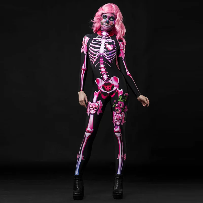 Halloween Costume Skeleton Ghost Sostumes Spoof Skeleton Jumpsuit Women Girl Costume Party Props Parent Child Party Clothes