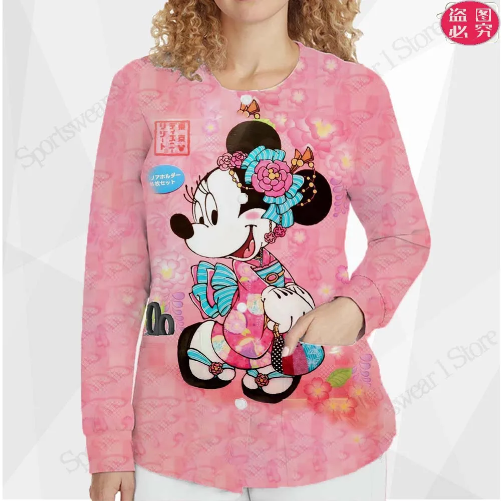 Chaqueta de cuello redondo para mujer, uniforme de enfermera, ropa de diseñador de lujo, Tops Harajuku de manga larga, Envío Gratis, otoño