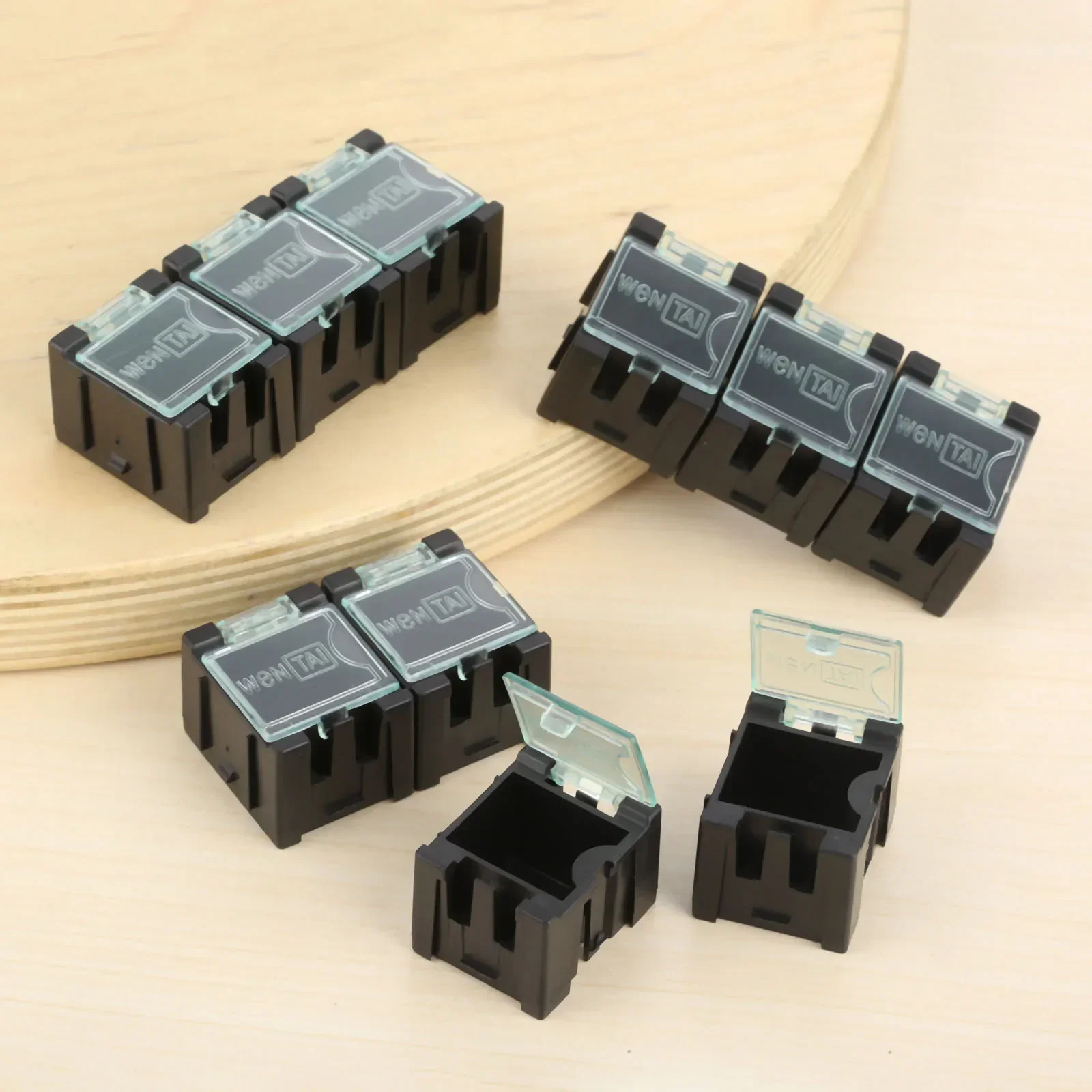 10Pcs Anti-static Components Boxes Parts Case ESD Storage Tool Box Mini Electronic Component SMT SMD Kit Assembly 25*21.5*31.5mm