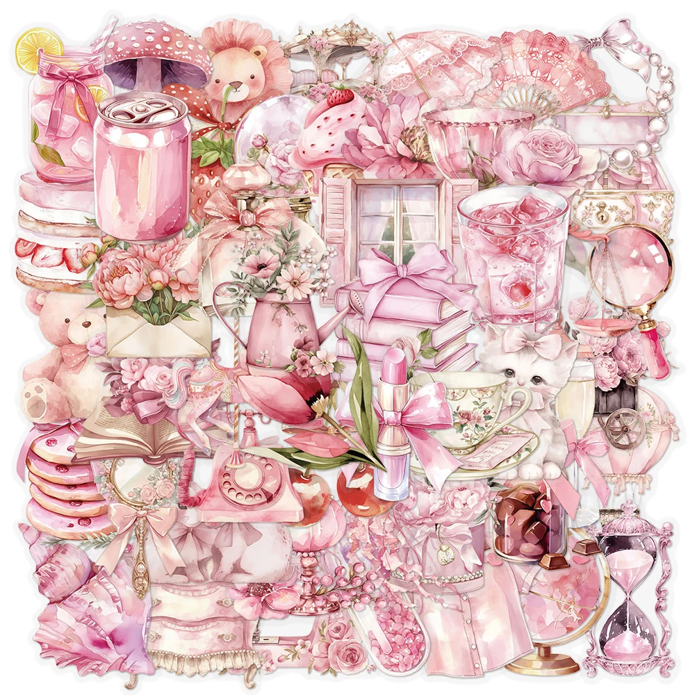 10/30/50pcs Kawaii Aesthetic Pink Cartoon Girl Stickers Graffiti Decals DIY Laptop Notebook Fridge Decoration Sticker Kids Toys