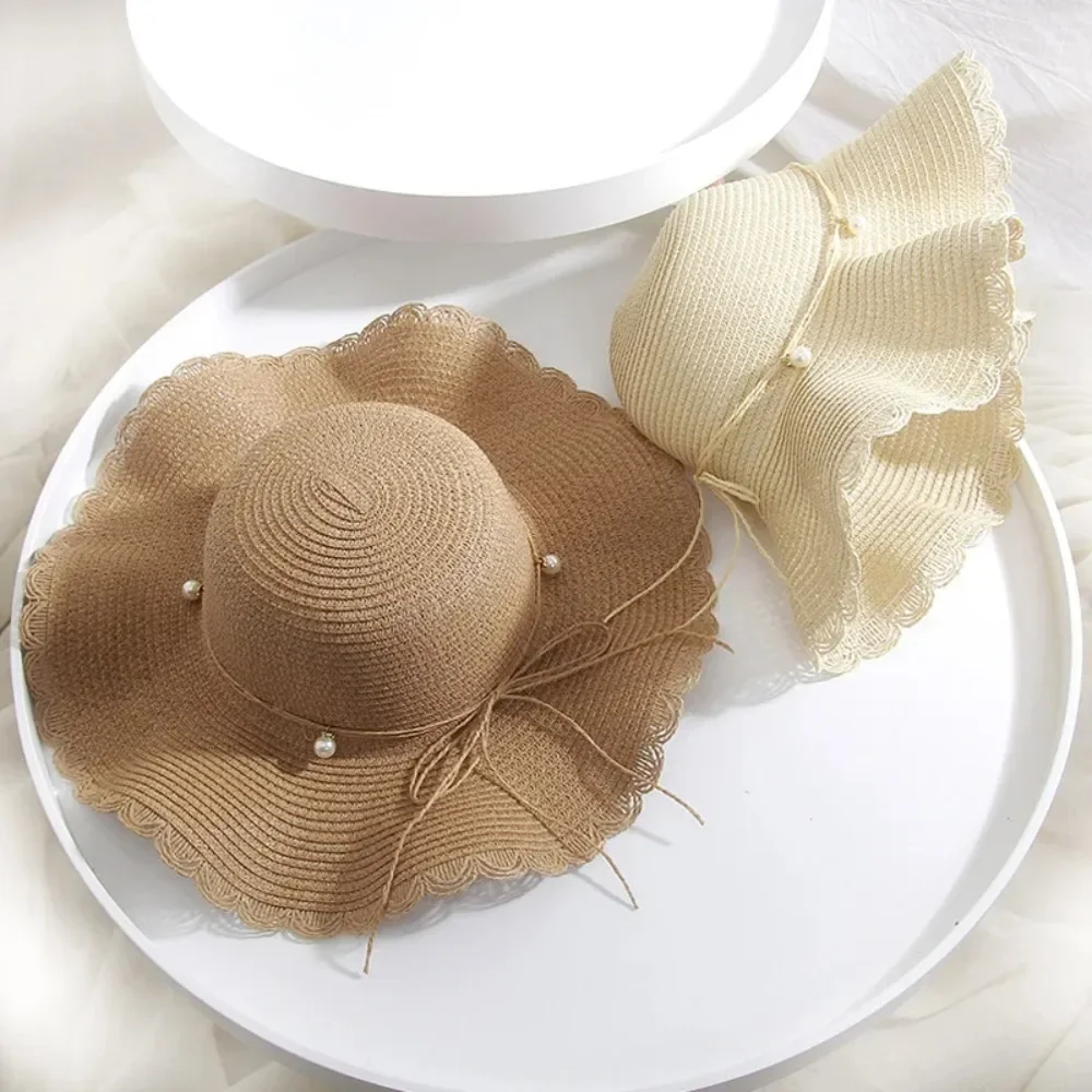 Summer Natural Straw Hat Large Wide Brim Sun Hats For Women Panama Ladies Beach Cap Outdoor Foldable Travel Elegant Holiday Hat