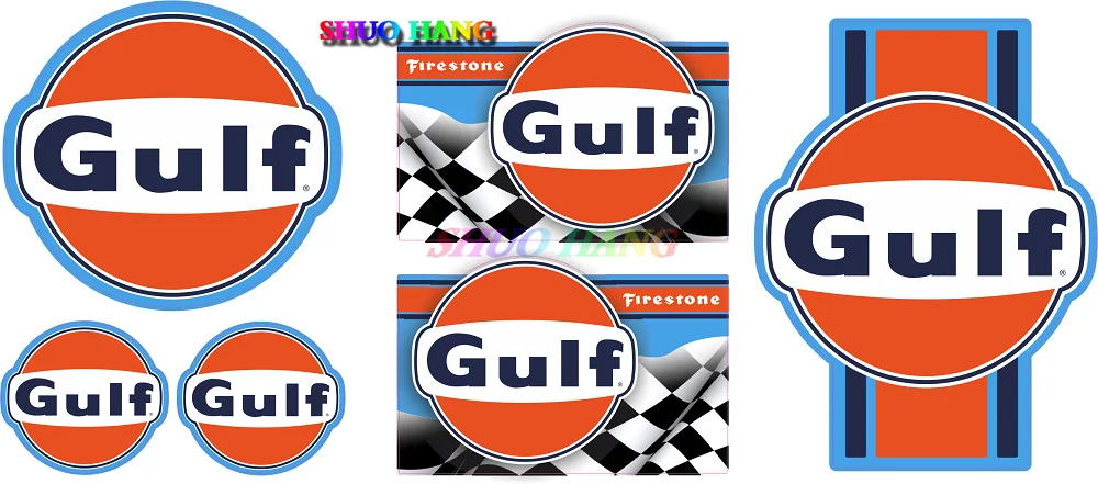 GULF Aufkleber Set Oldtimer Sticker Rally Youngtimer KULT V8 Vintage Rennsport Vinyl Car Accessories Racing Oil Car Stickers