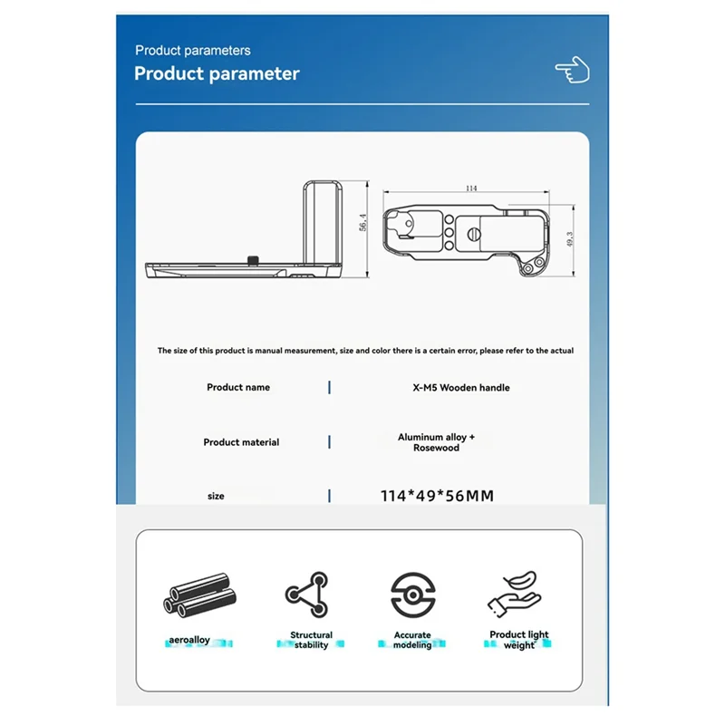 AT93-For Fuji X-M5 Camera Handle Bottom Plate Base L Plate For Fuji X-M5 L-Shaped Mounting Plate For Fuji X-M5