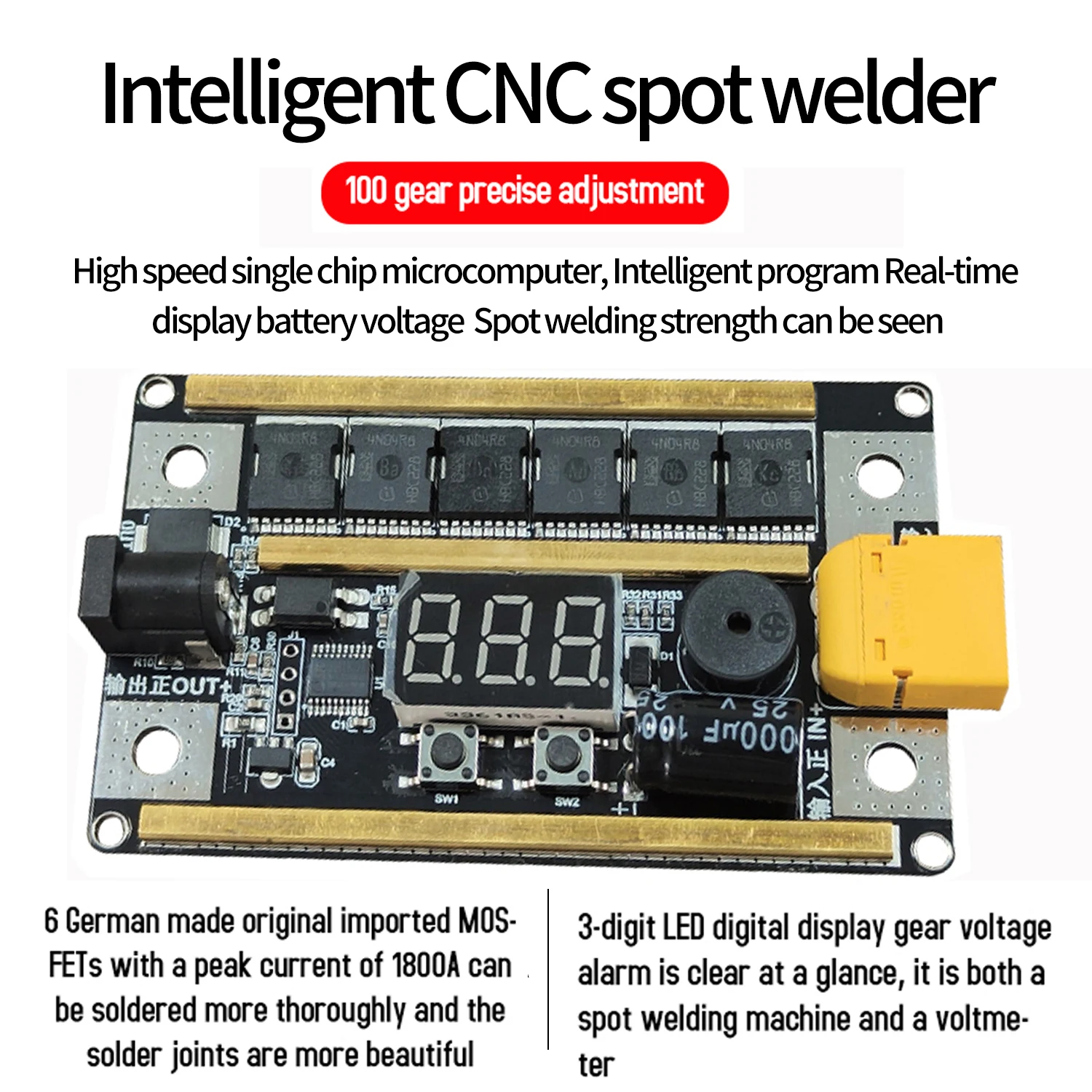 DIY Mini Spot Welding Machine 8-24V 99 Gears Adjustable Spot Welder Kit 0.1-0.2mm Nickel Sheet PCB Circuit Board Welding Tool