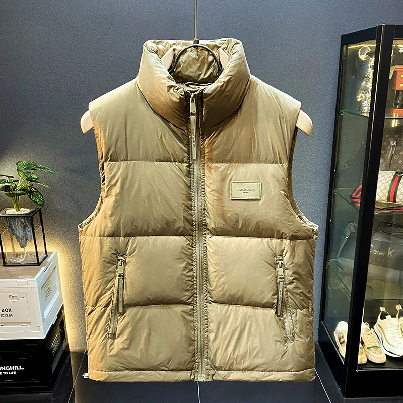 White Duck down Vest for Men and Women 2024 Autumn and Winter New Sleeveless Crop-Top Outerwear Warm Vest Stand Collar Coat