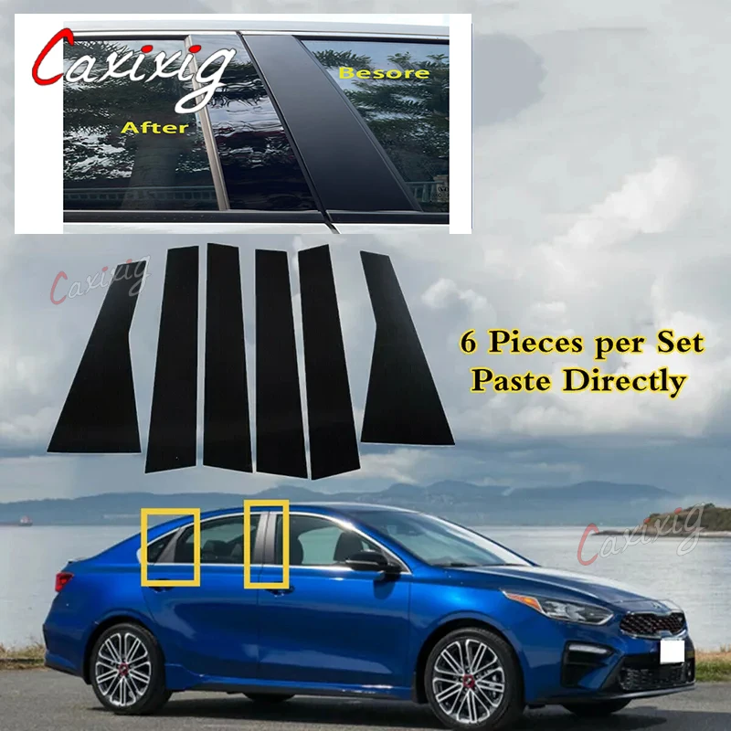 6Pcs Door Window Pillar Post Trim Molding Cover for Kia Forte Sedan Hatcback Cerato K3 2019 2020 2021 2022 2023 Car Stickers