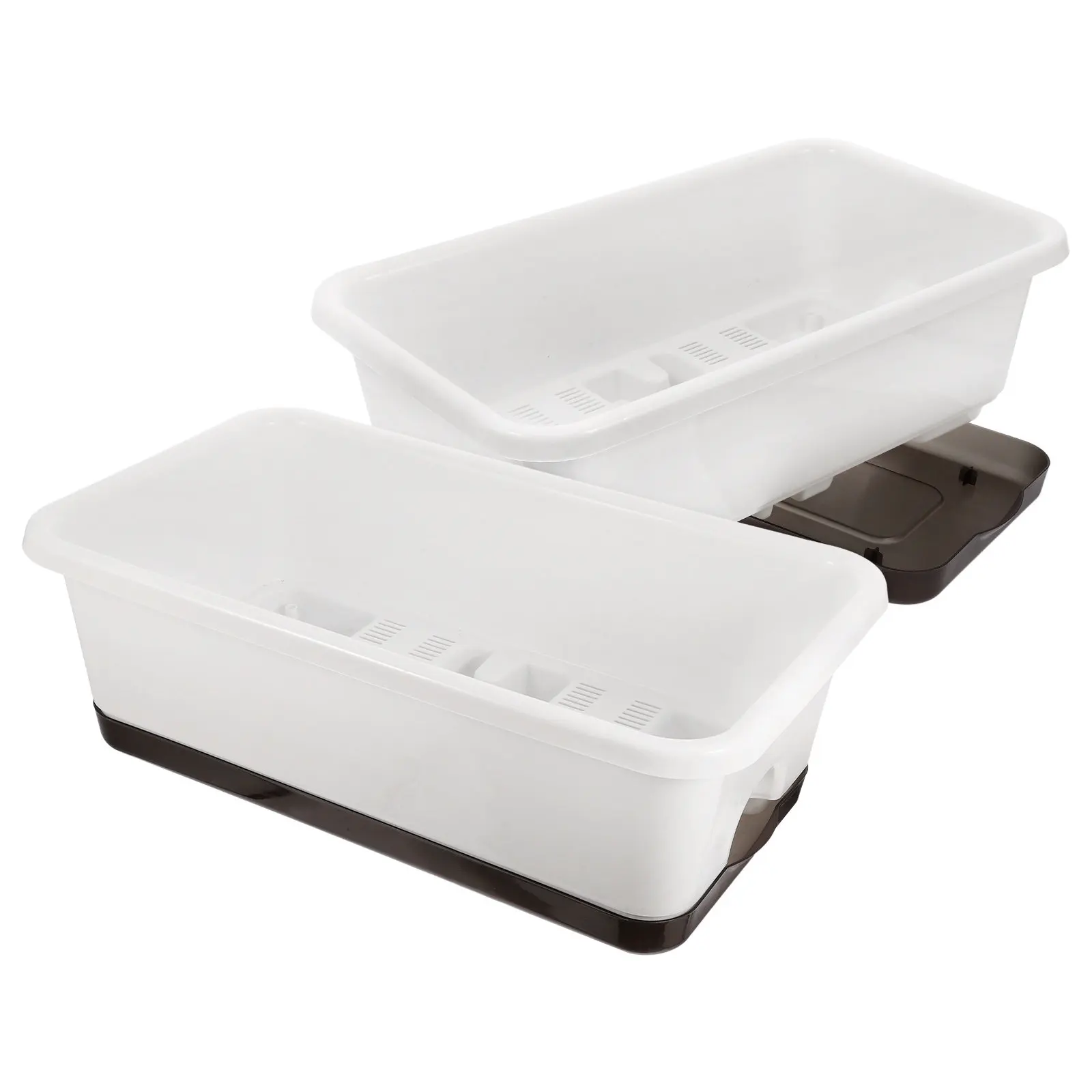 

2Pcs Rectangular Windowsill Planter Box Widened Water Storage Selfwatering Balcony Garden Flower Vegetable Planter Trough