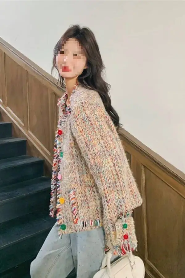 

Colorful Tassel Jacket Women's Spring Autumn 2026 New Small Size Elegant Maturity Style Top Trendy Fashion Ladies' Outerwear