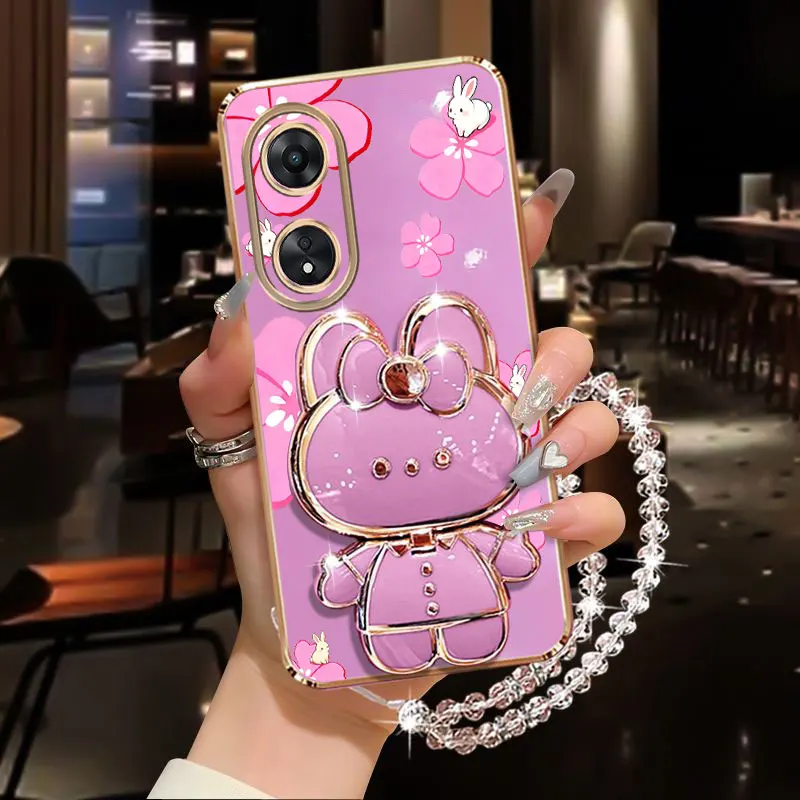 كريستال بريق زهرة أرنب حامل هاتف الحال بالنسبة ممن لهم A38 A36 A76 A58 A57 A74 A78 A5 A7 A79 A95 A60 A18 A53 A17 A16 4G 5G