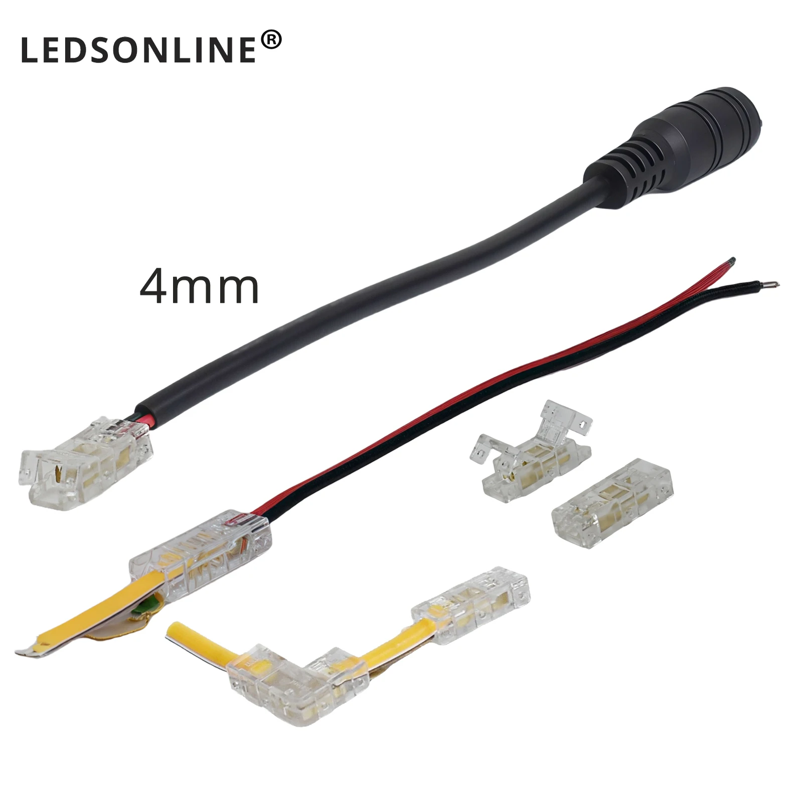 Light Strip Various Accessories Connectors 90 Degree T Type Extension Cable for 8mm Width 12V 24V COB LED Strip Light