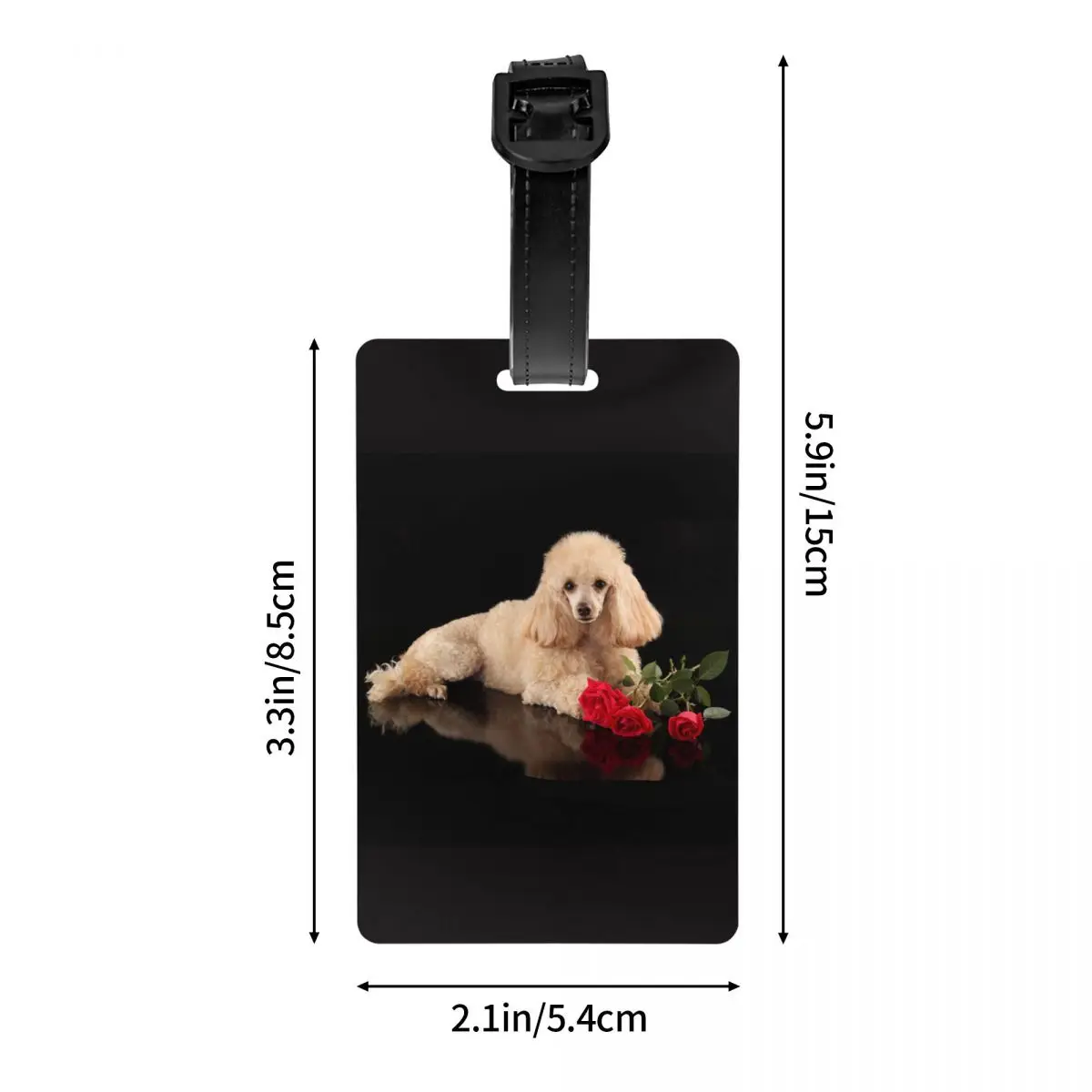 Etiqueta De Bagagem Personalizada com Cartão De Nome, Padrão Animal, Capa De Privacidade, Etiqueta De Identificação Para Mala De Viagem, Mala, Cão Poodle com Flor Rosa