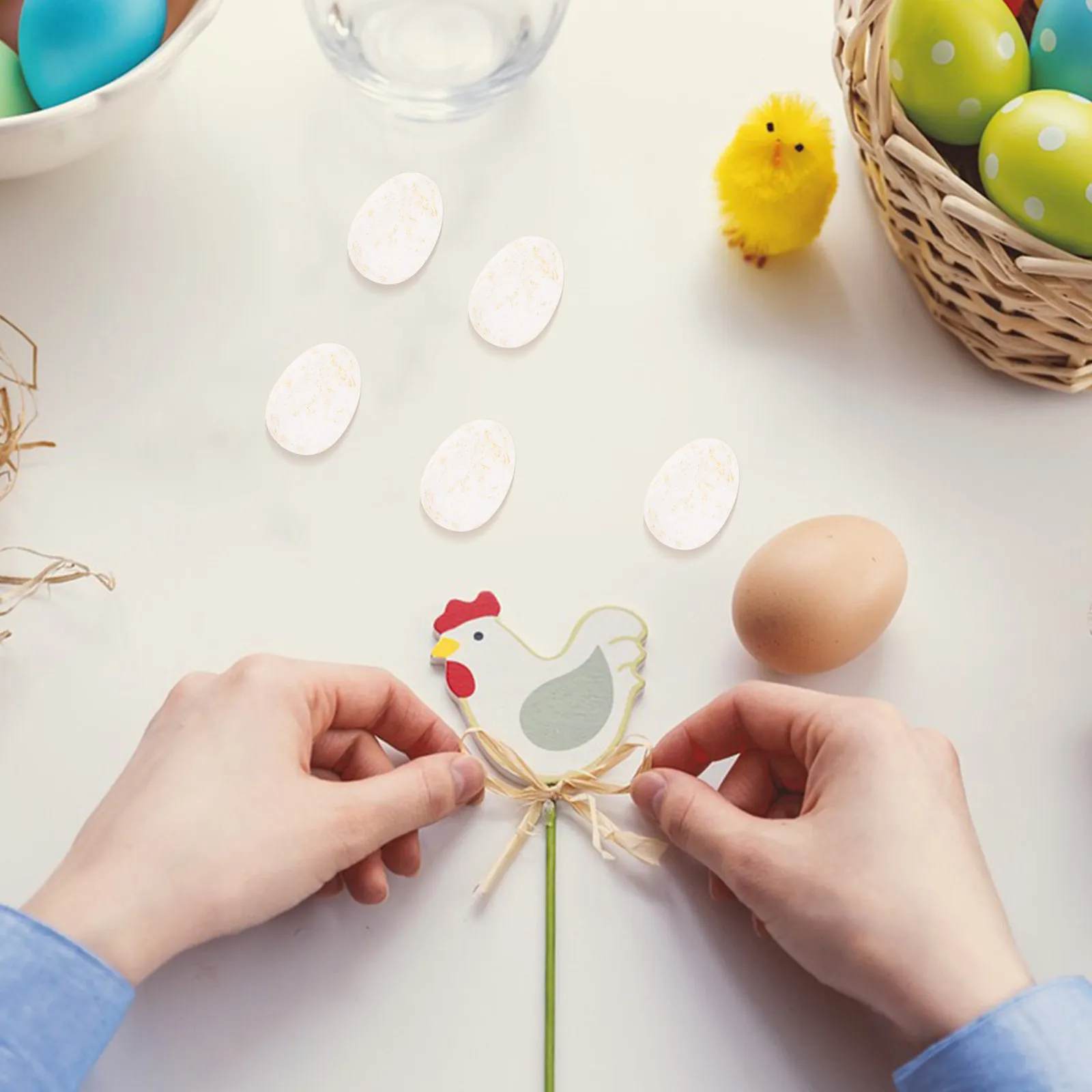 Easter Foam Eggs 40Pcs Hanging Ornaments Colorful Fake Egg Decorations for Holiday Party Crafts