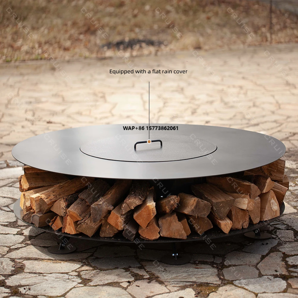 Villa Outdoor Smokeless Terrace Wood/Gas/Alcohol/Atomized/Electronic Fireplace 1200mm Freestanding Fire Pit