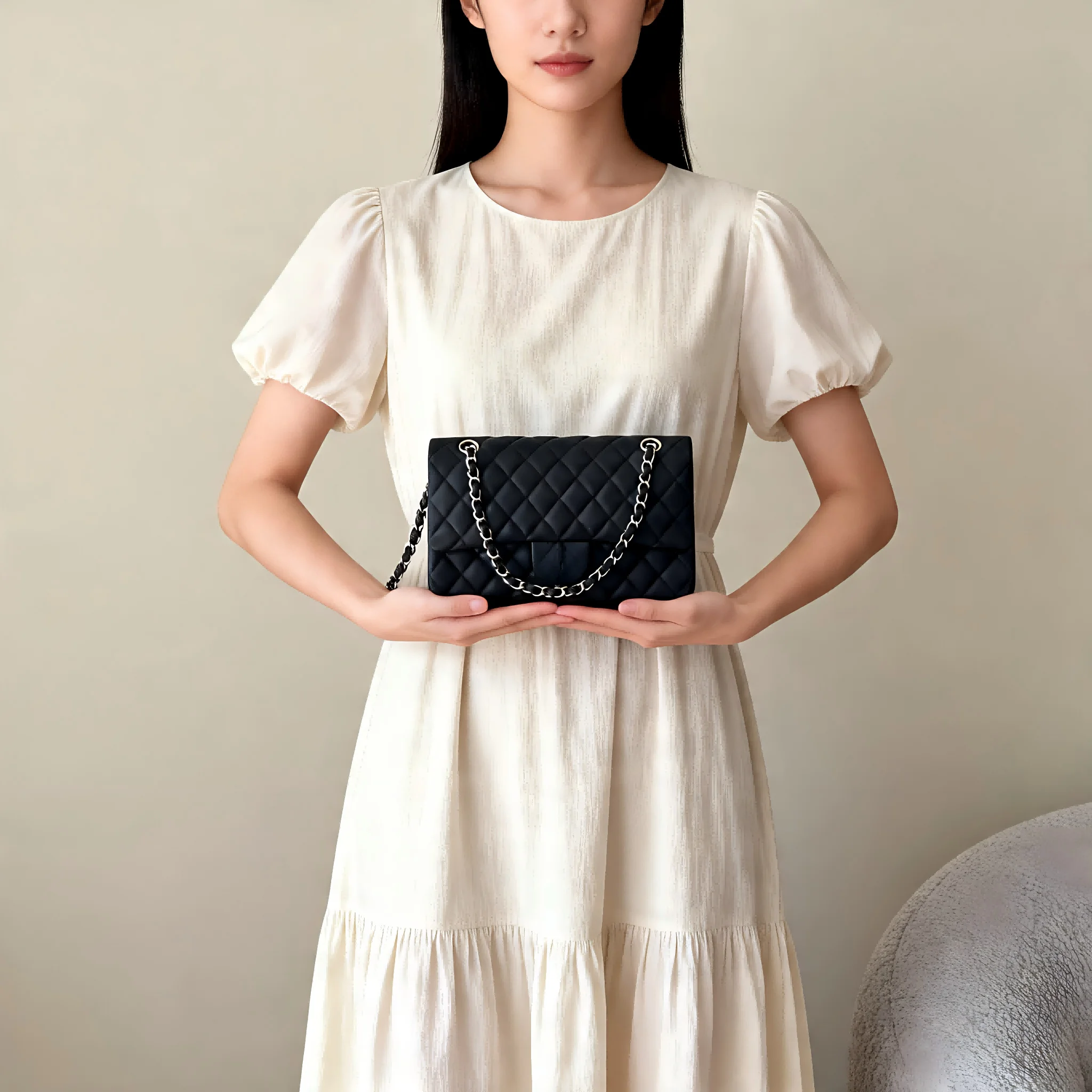 

Simple Chic Designer Female Crossbody Bag Genuine Leather Diamond Pattern Chain Travel Handbag