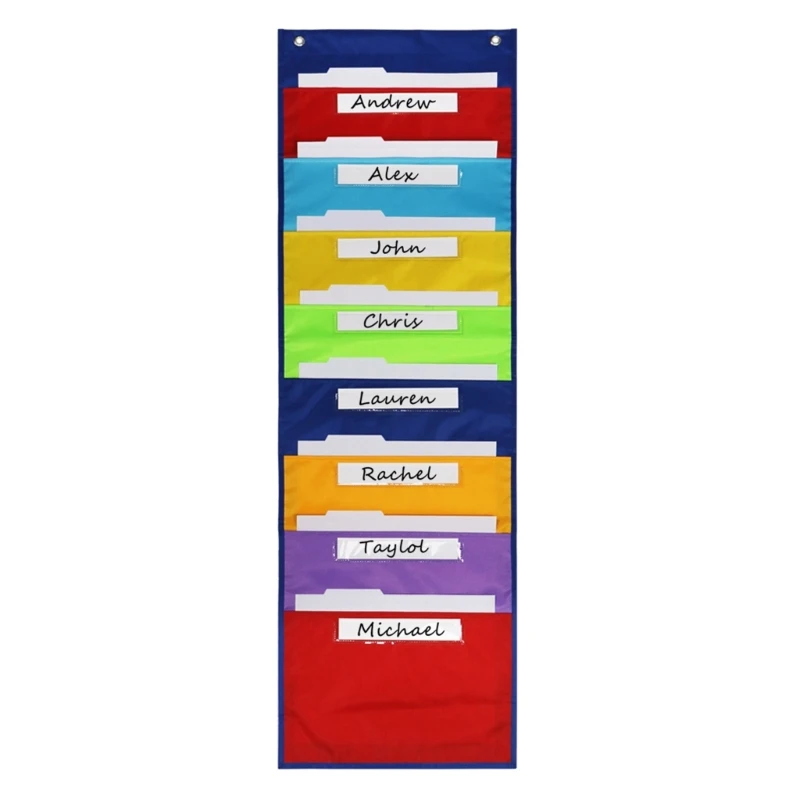 Office File Organizer Pocket Chart Hanging Wall File Folder with Clear Tab Window for File Document Paper Magazine Books