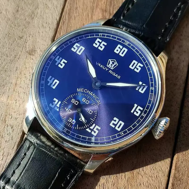 Vakuy 44mm Men Manual Mechanical Pilot Watch ST3621 Movement Steel 30M Waterproof Super-Luminous  Sapphire Business Wristwatch
