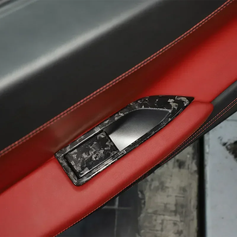 

For Ferrari 458 Real Dry Carbon Fiber 2011-2016 Door Inner Handle Frame Decorative Sticker Interior Modification Accessories