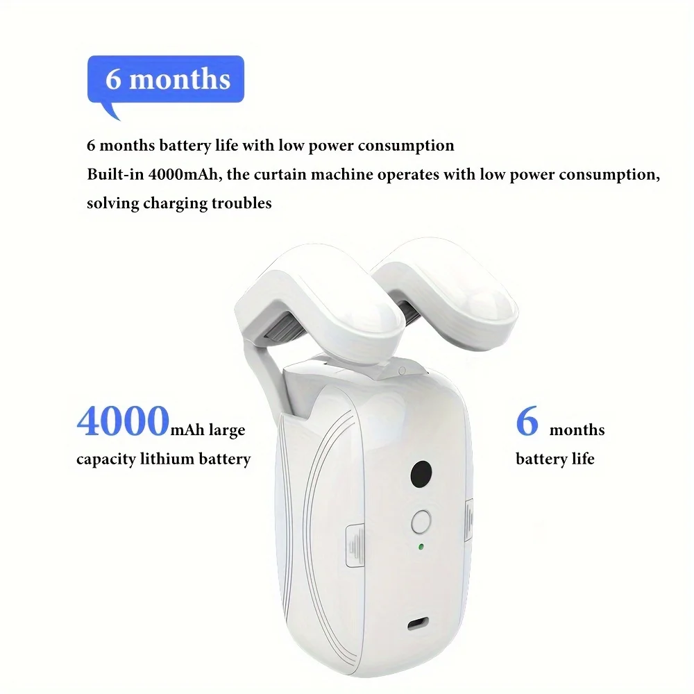 Works with Tuya Automatic curtain robots Smart curtain opener Roman rod TU remote control 3-in-1 Light Sensor, Easy Installation