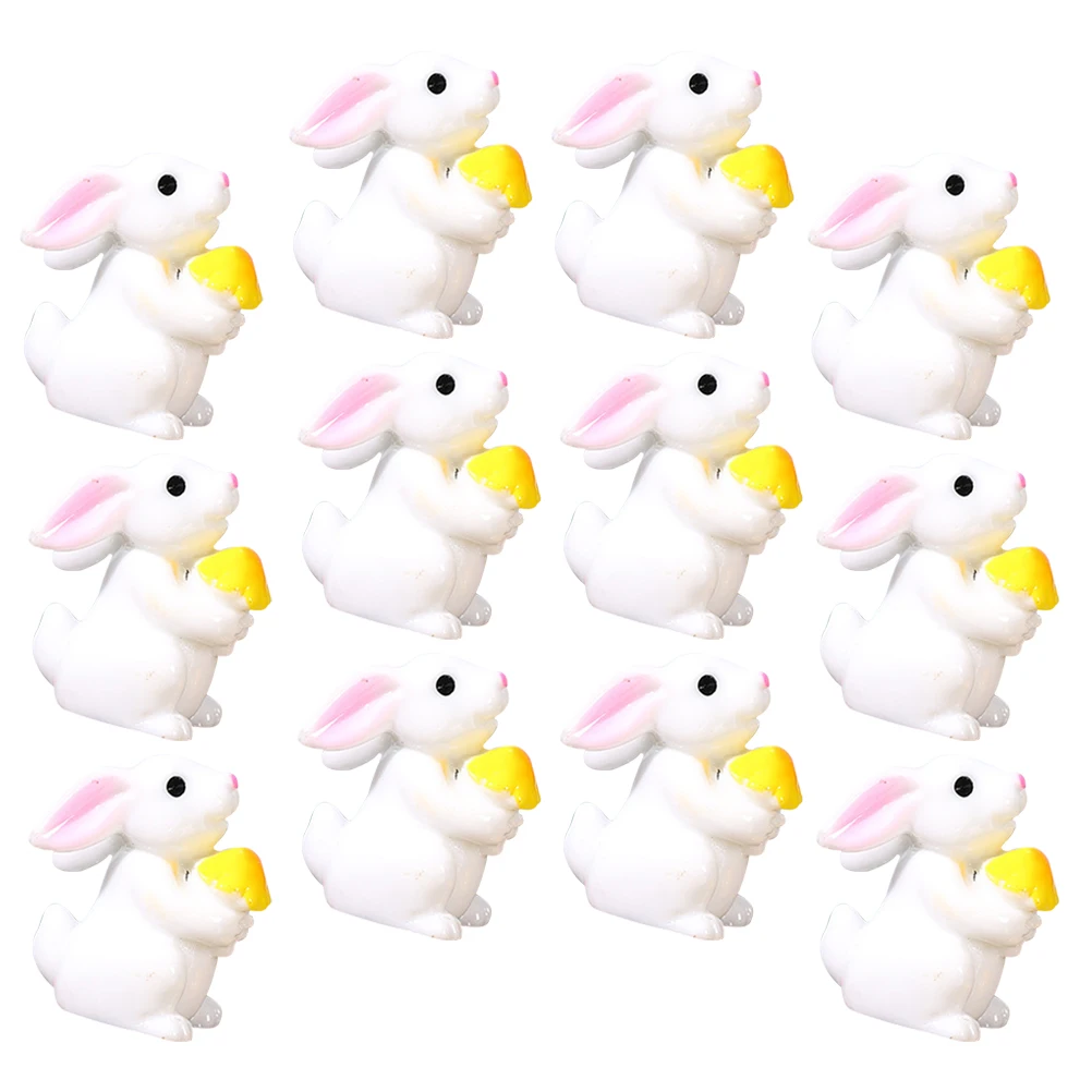 

12pcs Miniature Rabbit Figurines Cute Cartoon Resin Statues for Mini Garden Decor Desktop nament Mini Animal Decorations