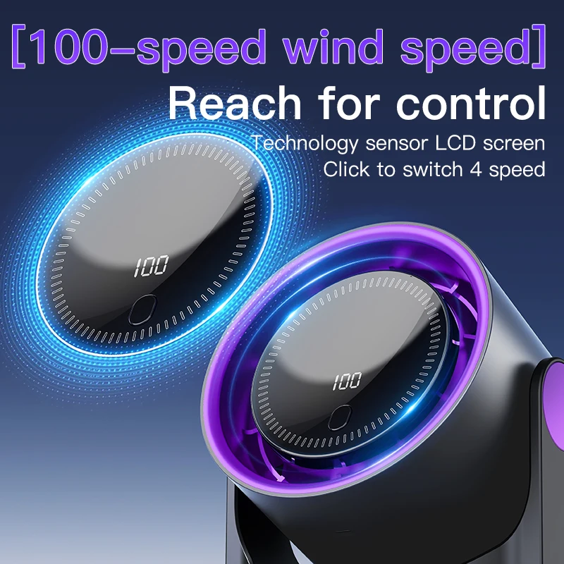 Xiaomi 100 Level Bladeless Fan Portable Small Usb Charging Silent Desktop Digital Display High-speed Circulating Cooling Fan
