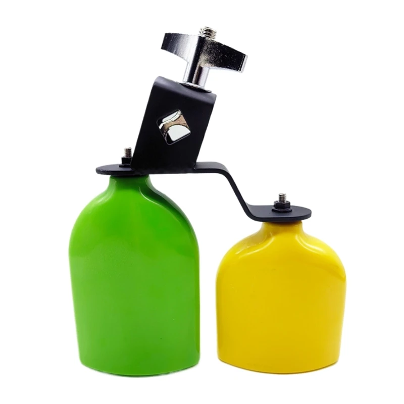 

Double Mounted Bells High and Low Tones Bicolor Cowbell Clapper for Drum Set