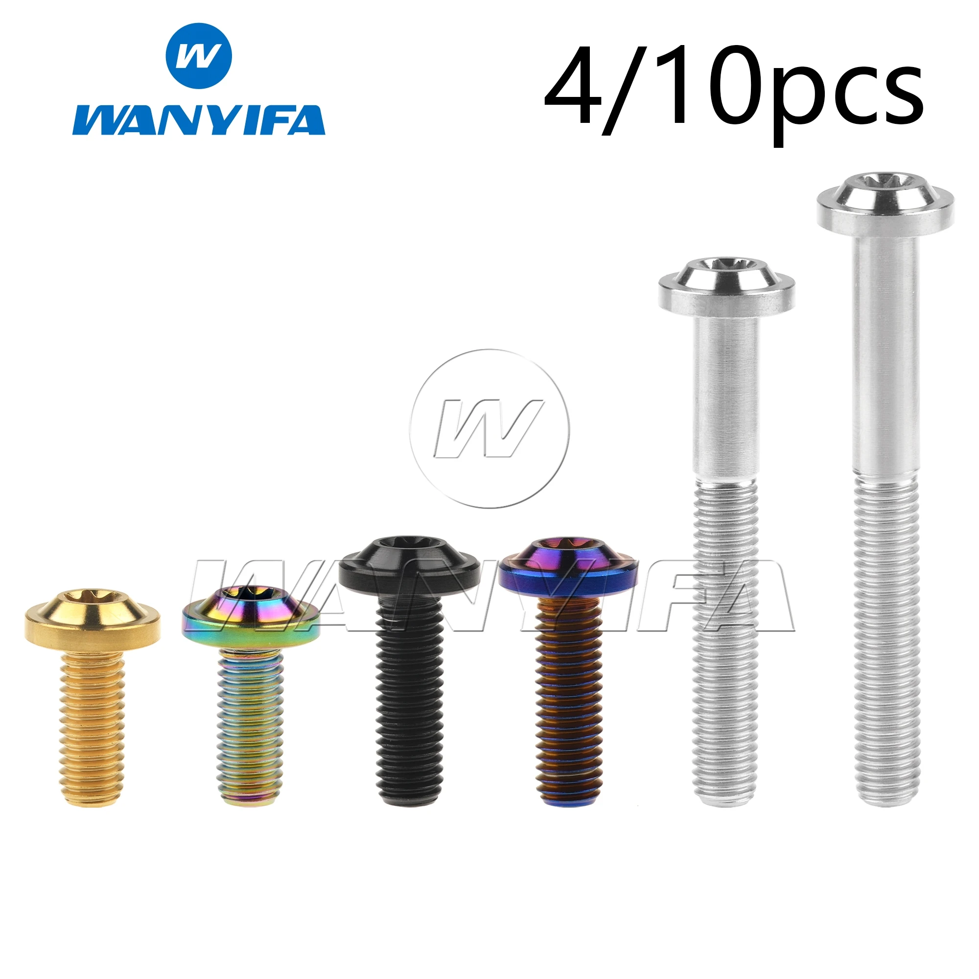 

Wanyifa Titanium Bolt M8x10/15/20/25/30/35/40/50/60/70mm T40 Torx Head Screws for Motorcycle Disc Brake 4/10pcs