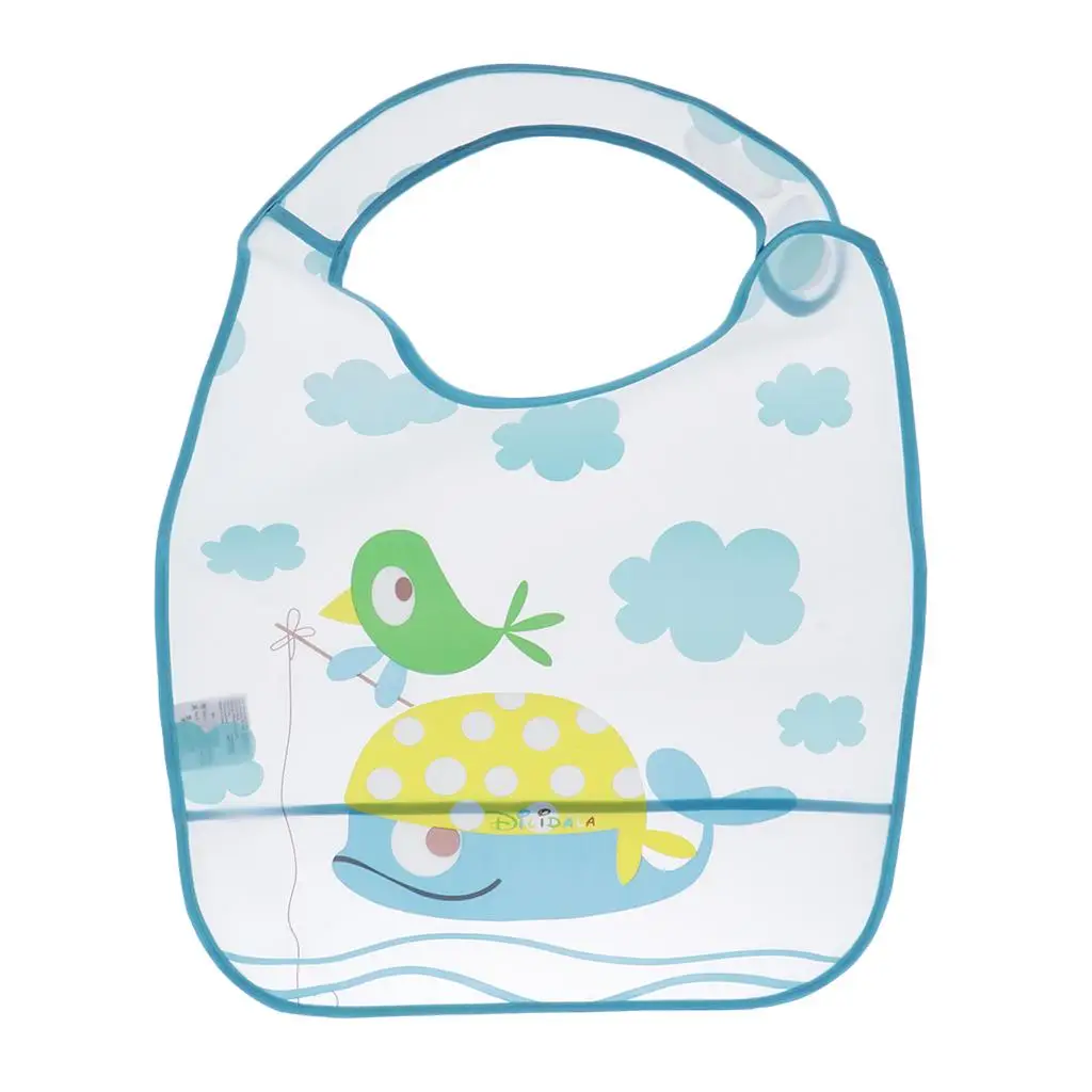 Adult Eating Bib with Food Catcher Easy Clean Waterproof Protector for Elderly Dining