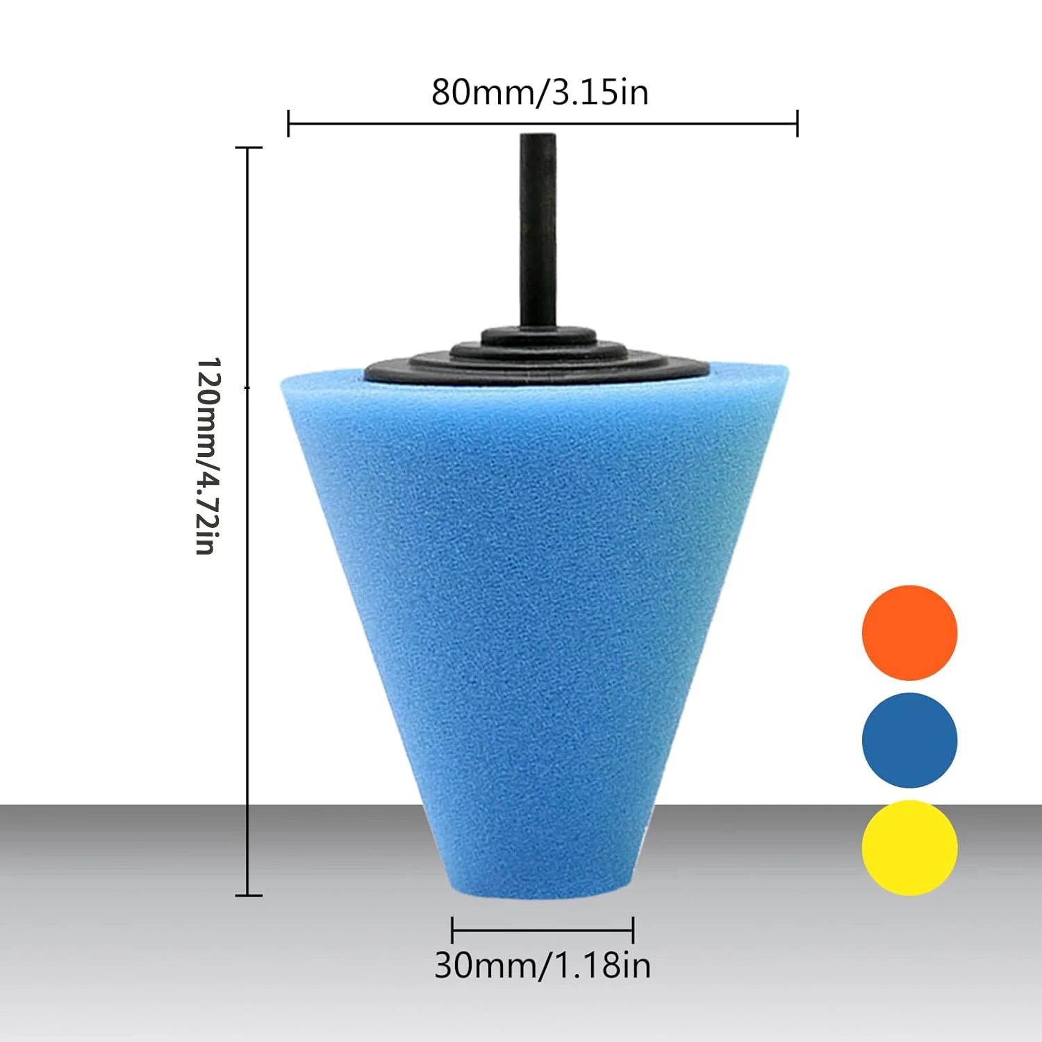 3pcs Car Wheel Polishing Sponge Cone Pads, Cone Buffing Polishing Pads with 1/4