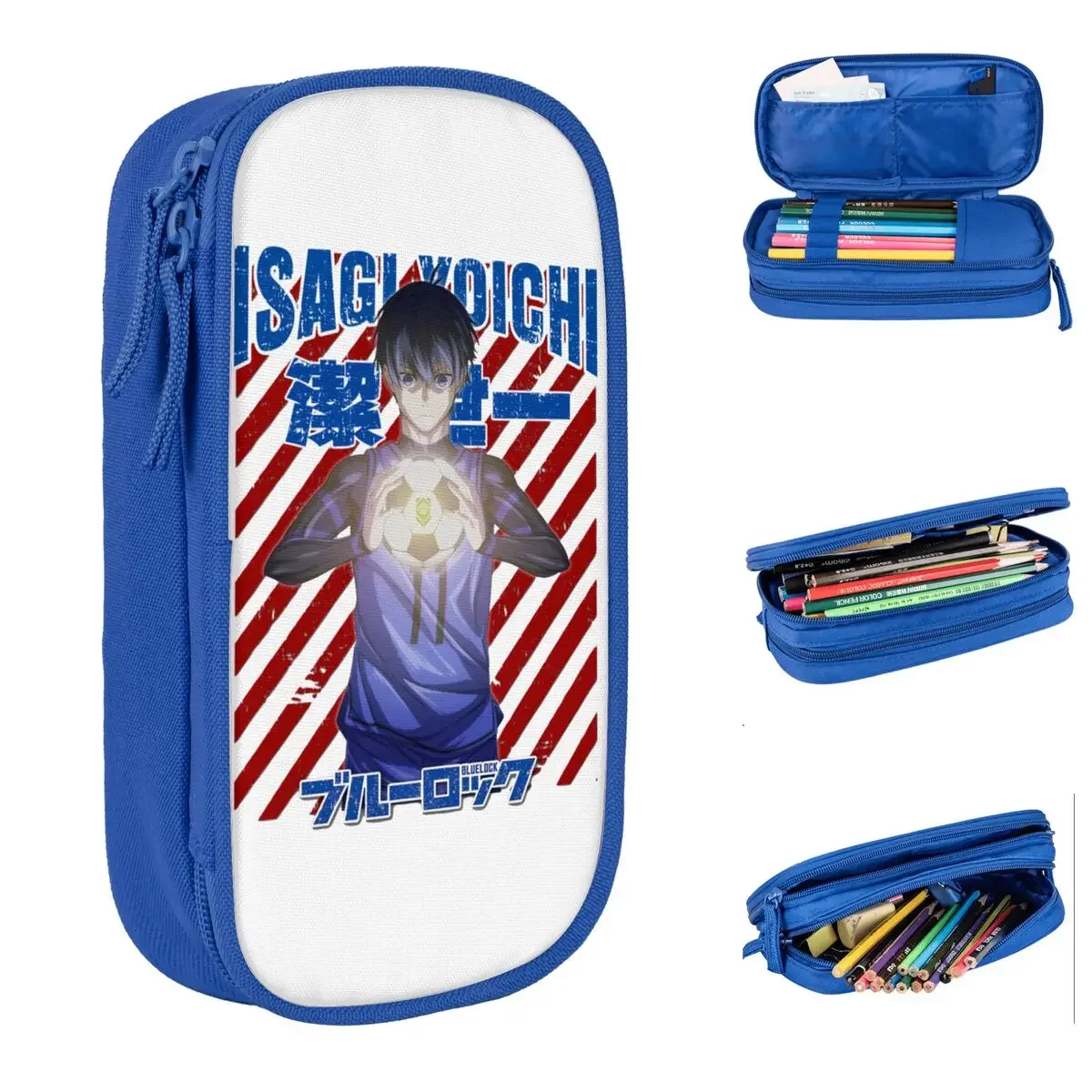 Blue Lock Yoichi Isagi Pencil Case Pencilcases Pen Kids Big Capacity Pencil Bags School Supplies Gifts Accessories