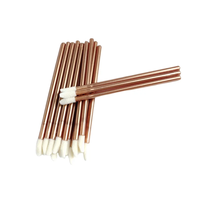 1bag Rose Gold Color Disposable Lip Brush Applicator Eyelash Cleaning Lipstick Glossy Wands