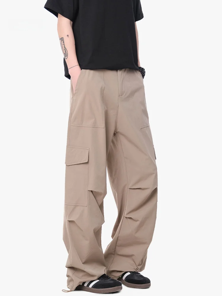 

Мужская рабочая одежда цвета хаки, летние модные брендовые брюки-карго Qui Dry с широкими штанинами и длинными брюками свободного покроя