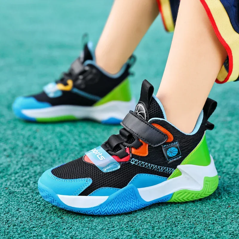 

Boys and Girls Sports Shoes 2024 Summer and Autumn New Basketball Shoes Breathable Training Shoes for Middle and Older Children