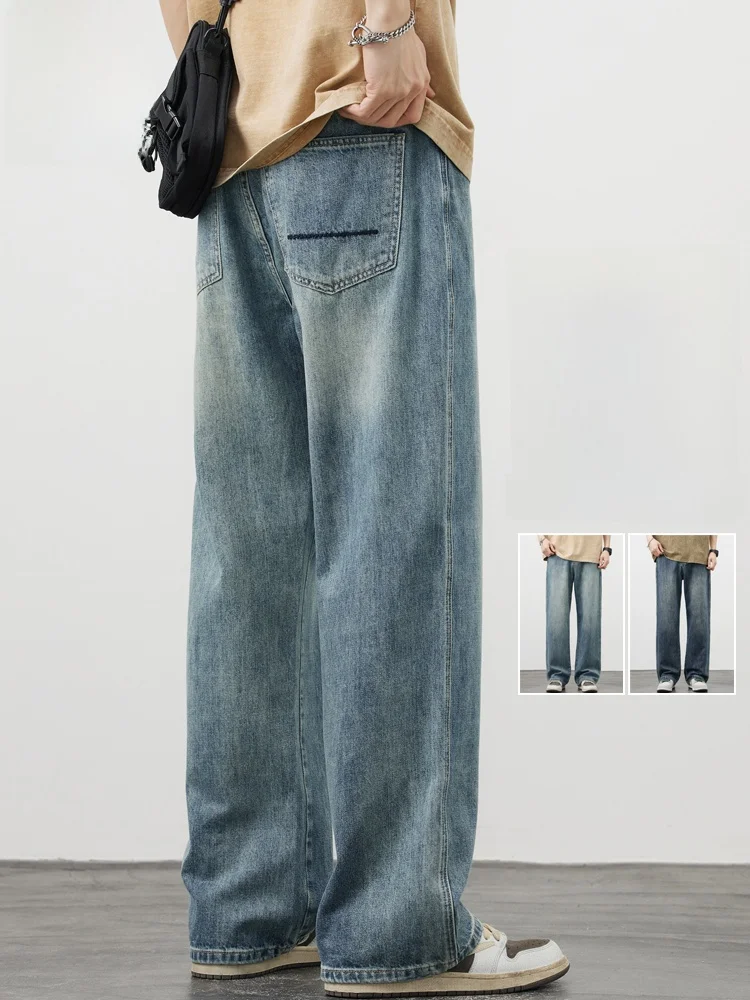 

Rn Men's Loose Fit Thin Denim Jeans American Retro Summer New Sle Wide Leg Long Pants Faionable Urban Youth Jeans
