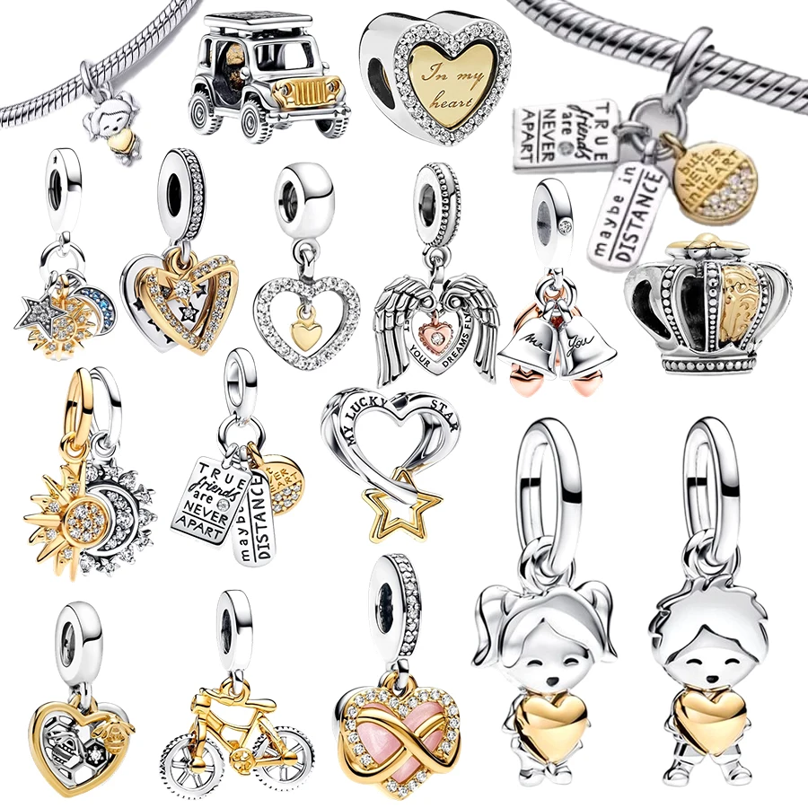 

Лидер продаж DIY Изготовление сверкающей бесконечности、Счастливый мальчик и счастливая девушка висячие подвески из бисера подходят оригинальные женские серебряные браслеты 925 пробы ювелирные изделия