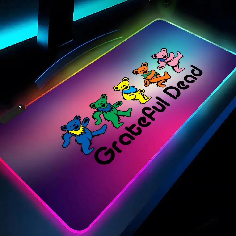 

Коврик для мыши Grateful Dead Bance Bear RGB XXL, коврик для ноутбука, игровой коврик для мыши с подсветкой, клавиатура с подсветкой, коврики для стола для геймеров, настольные коврики для девочек-геймеров