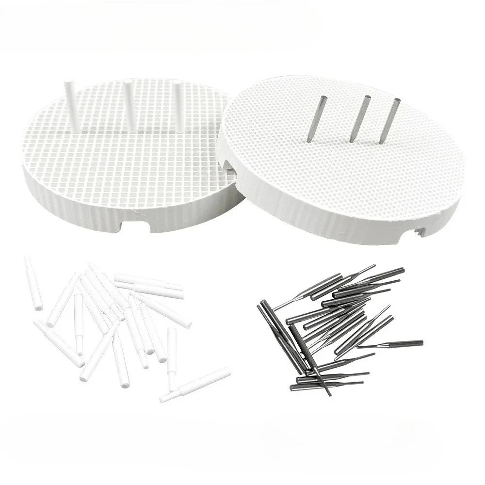 10 Firing Trays + 200 Zirconia Tips Ceramic/ Metal Pins Dental Lab Honeycomb Firing Trays Kit With Zirconia Pins Pan Rack Circle