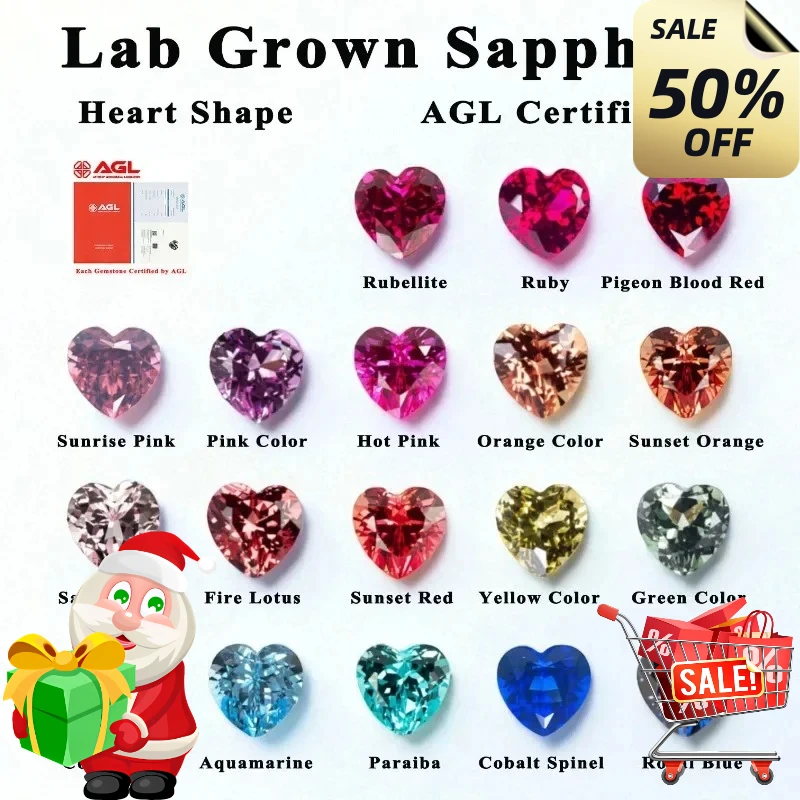 

High Quality Lab Grown Sapphire Heart Shape Multiple Colors and Sizes for DIY Jewelry Making Materials Selectable Certificate