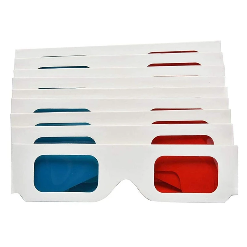 3D Glasses, 10 Pairs Red And Blue Paper Stereo Lenses For Movies Set Anaglyph Paper 3D Glasses