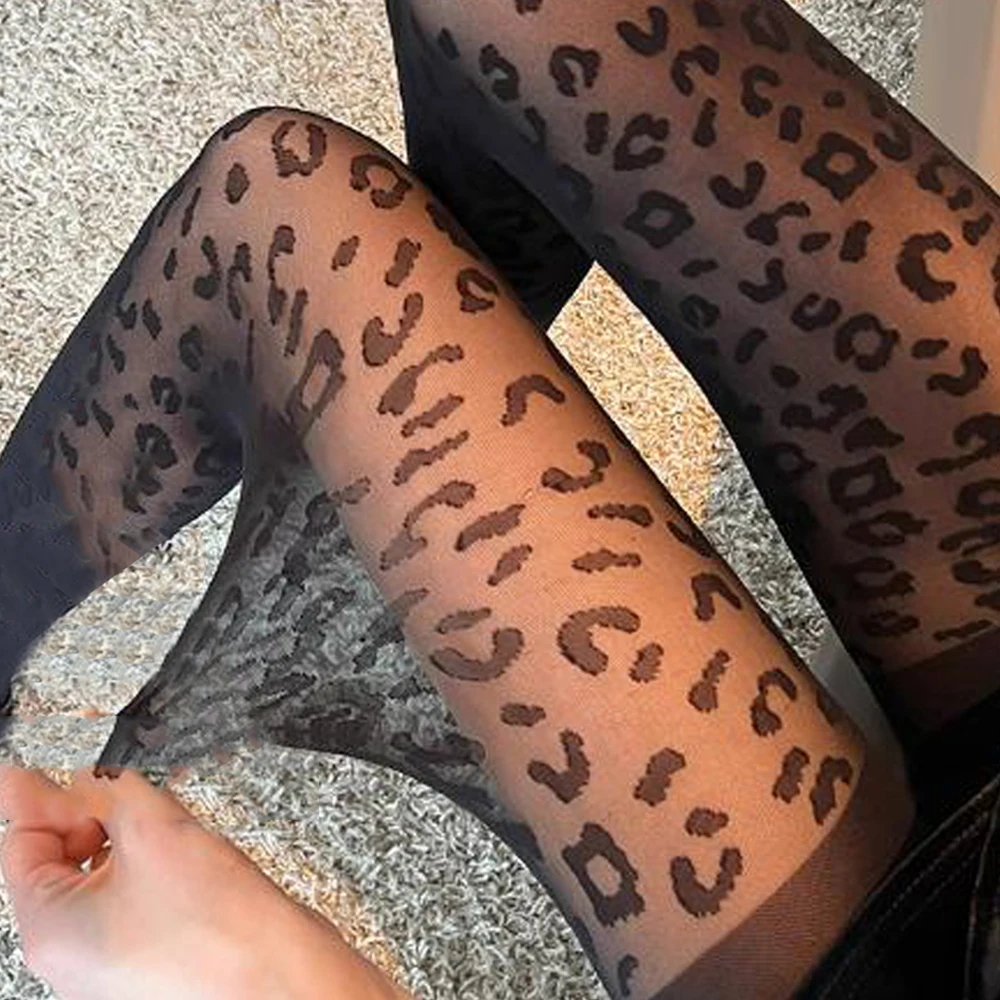 

Sexy Leopard Silk Stockings for Women Summer Thin Hosiery Fishnet Pantyhose Female Gothic Animal Pattern Tights Seamless Legging